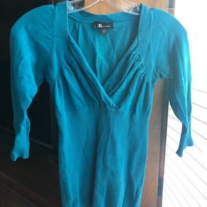 AB Studio Teal Envelope Neckline Sweater
